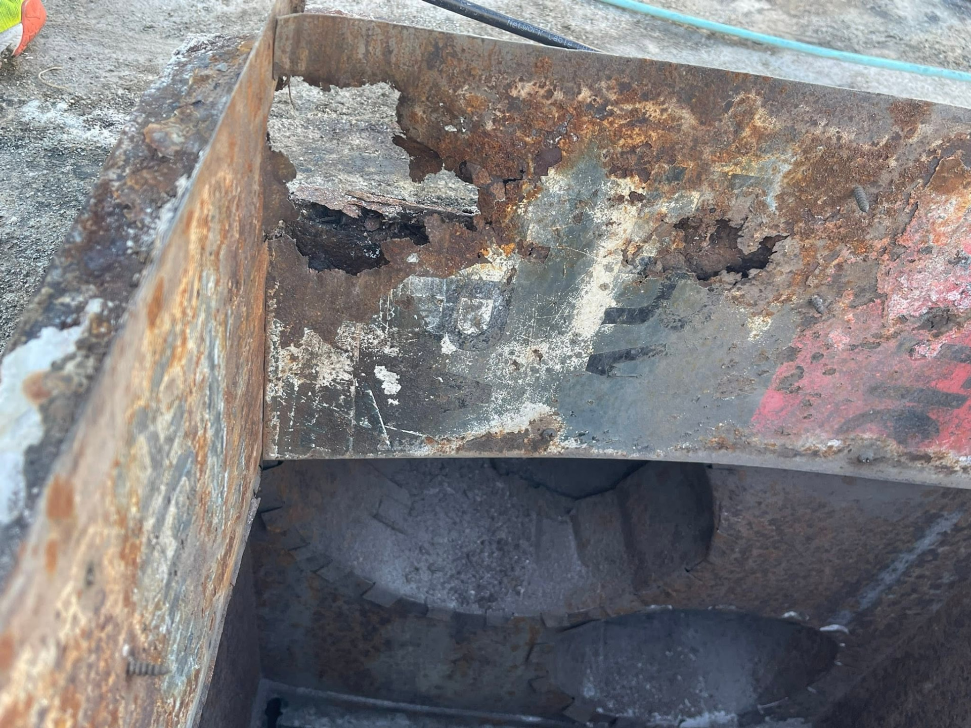 Rusted roof curb before metal work