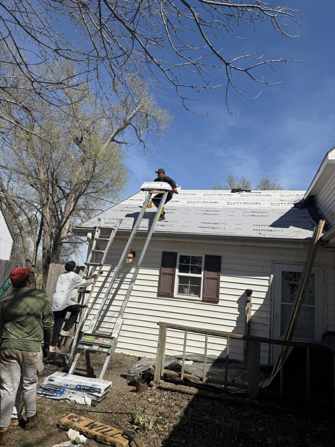 Residential roofing installation in progress